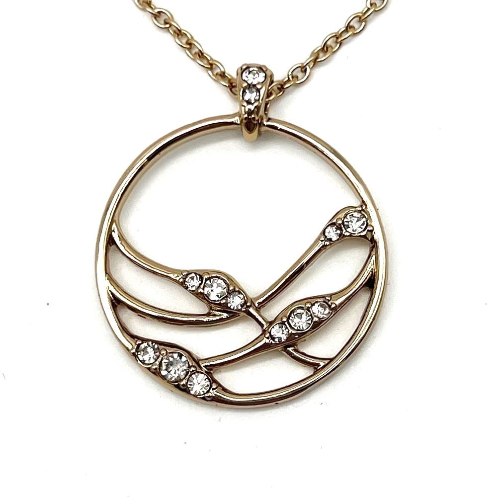 Vintage Avon Gold Tone Abstract Tree Branch Rhinestone Accents Fashion Necklace